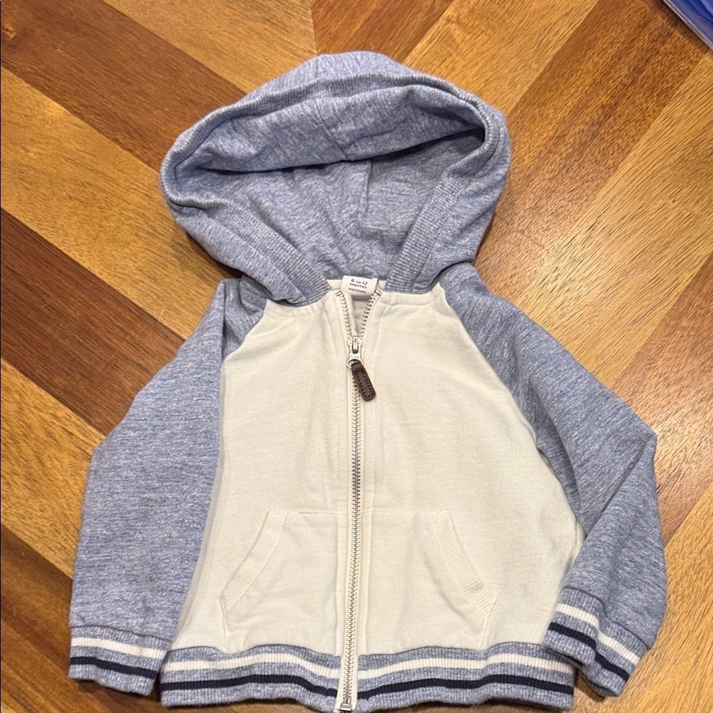 Janie and Jack Blue and Cream Kids Hoodie